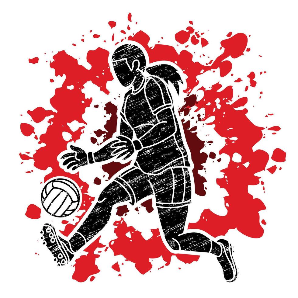 Gaelic Football Female Player Sport Action Cartoon vector