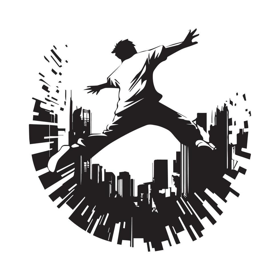 Parkour activity silhouette Stock Images vector