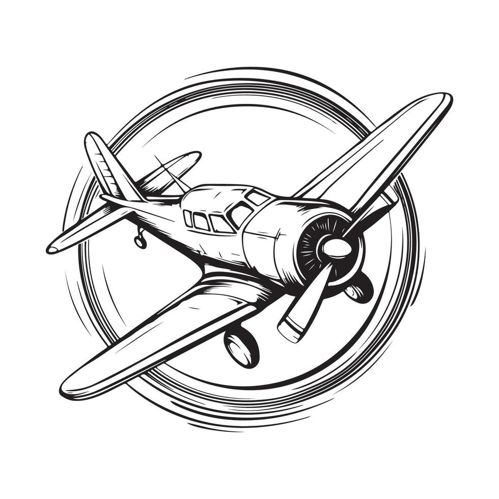 Small Airplane in circular stock image. Light aircraft image. small plane Image isolated on white background vector