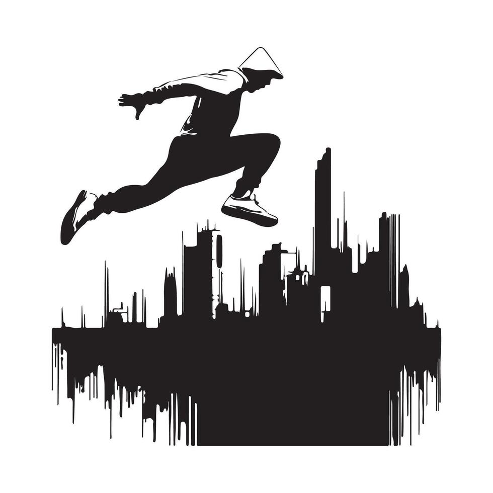 Parkour Jump Silhouette Stock image . Black and white of Parkour Jump Silhouette vector