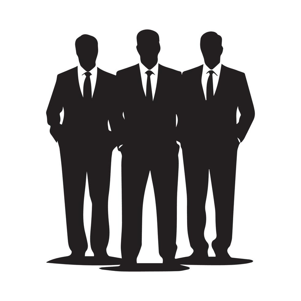 Silhouette of standing businessman isolated on white background vector