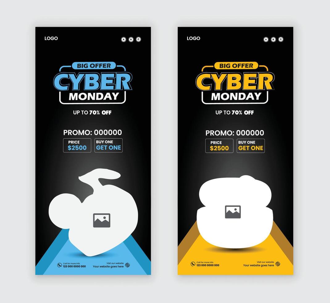 Cyber Monday Exclusive earbuds Dl flyer and handbill banner template design vector