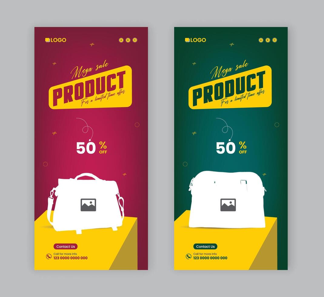 Mega sale product dl flyer design, Black Friday sale rack card design template vector
