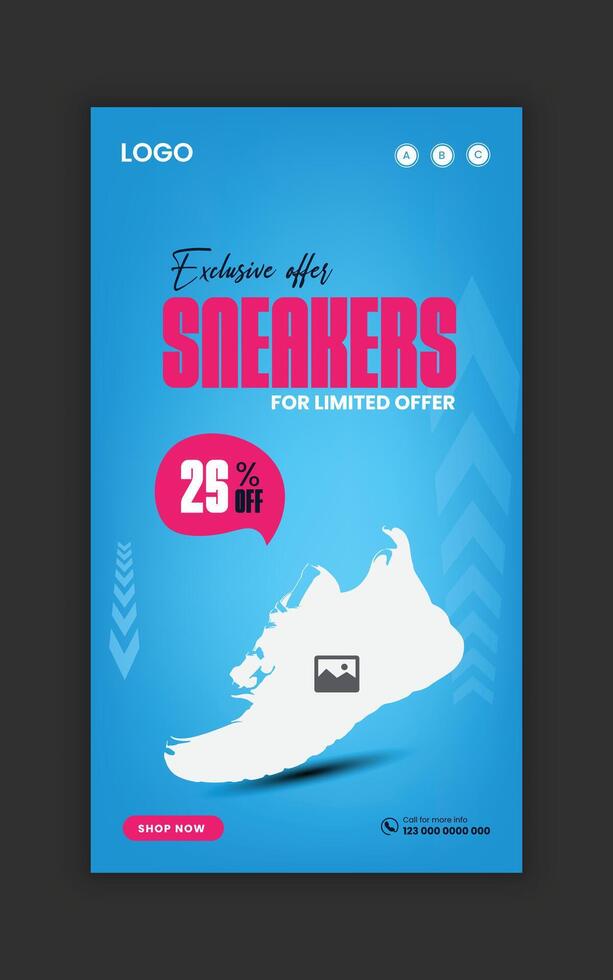 Online Post Banner Ad Ideas Social Media story for sports shoe sale vector