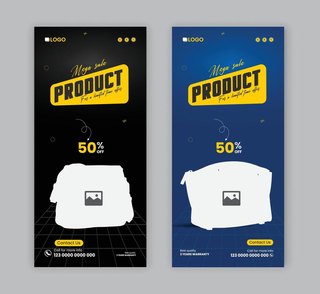 Mega offer product sale dl poster design, Black Friday sale rack card design template vector