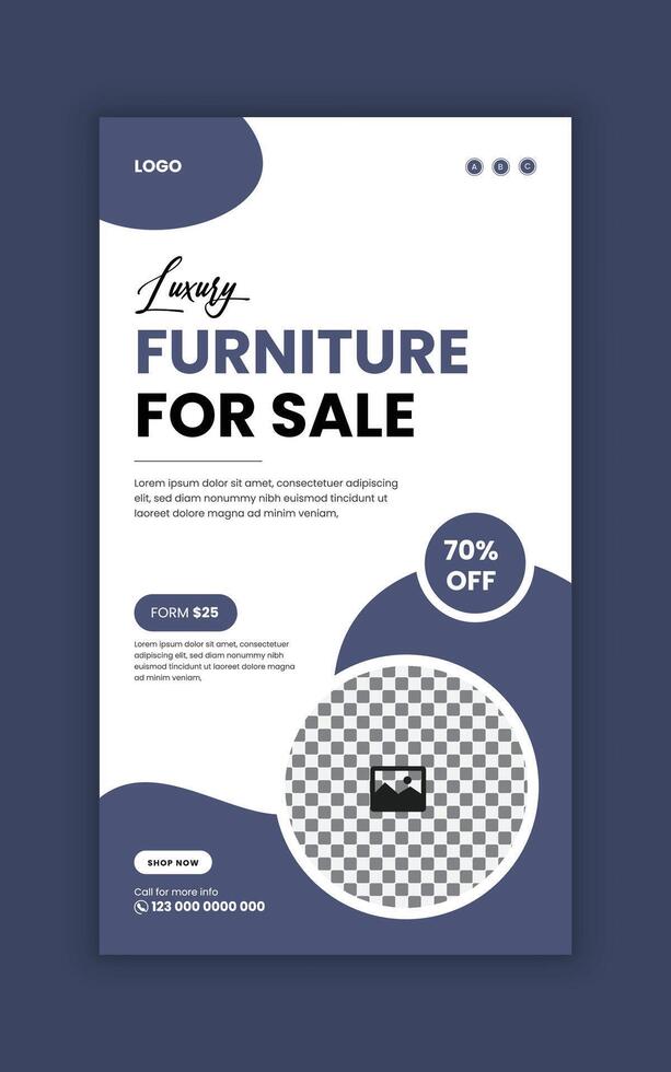 Furniture social media story banner design template and vertical banner design vector