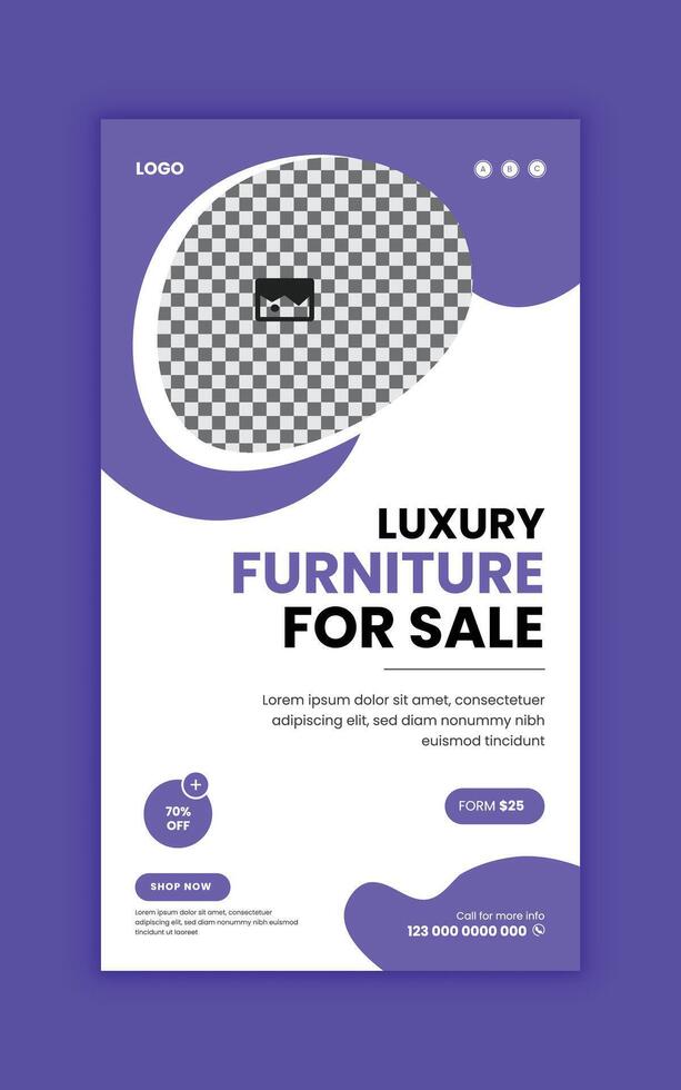 Luxury furniture store promotion web post template vector