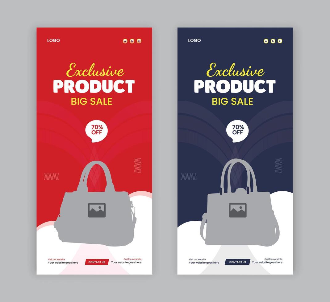 Exclusive product sale dl flyer design, Black Friday bag sale rack card design template vector