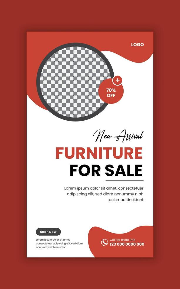 New arrival furniture sale social media story banner design template vector