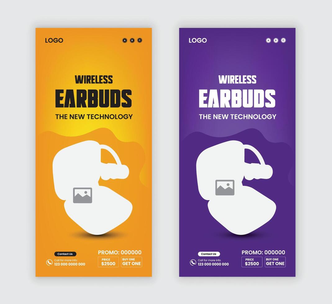 Cyber Monday offers Dl flyer design, big discount rack card design for Earbuds sell template vector