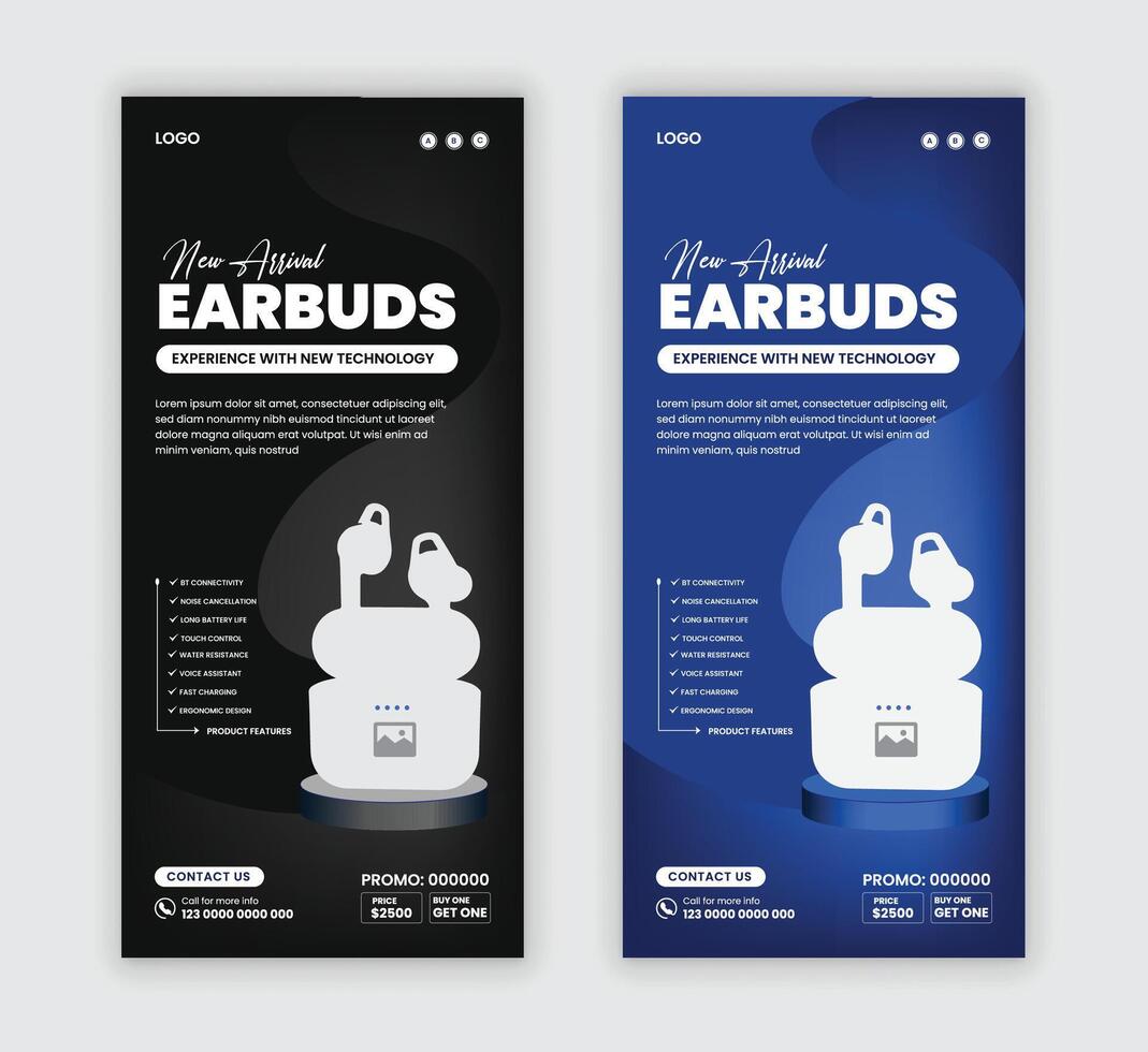 Earbuds Dl flyer design or earbuds flash sale handbill template vector