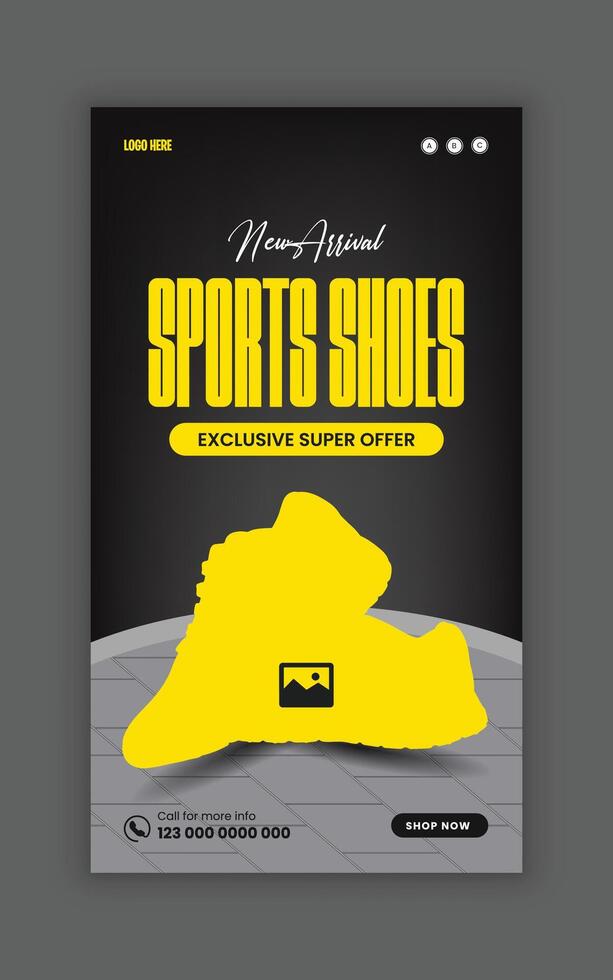 New Collection Of vertical Banner Template For Shoes Sale Or online Post Template. vector