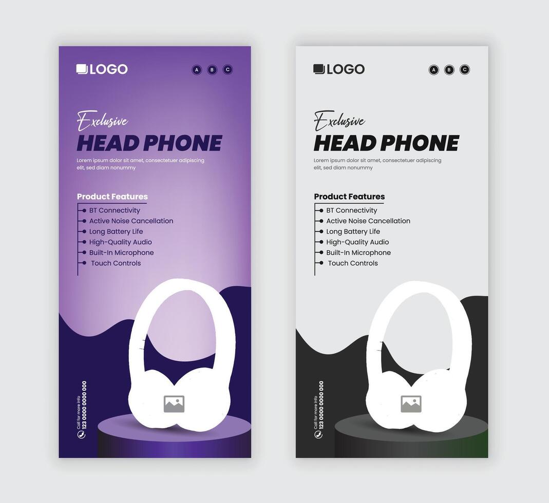 Headphone super sale leaflet design template vector