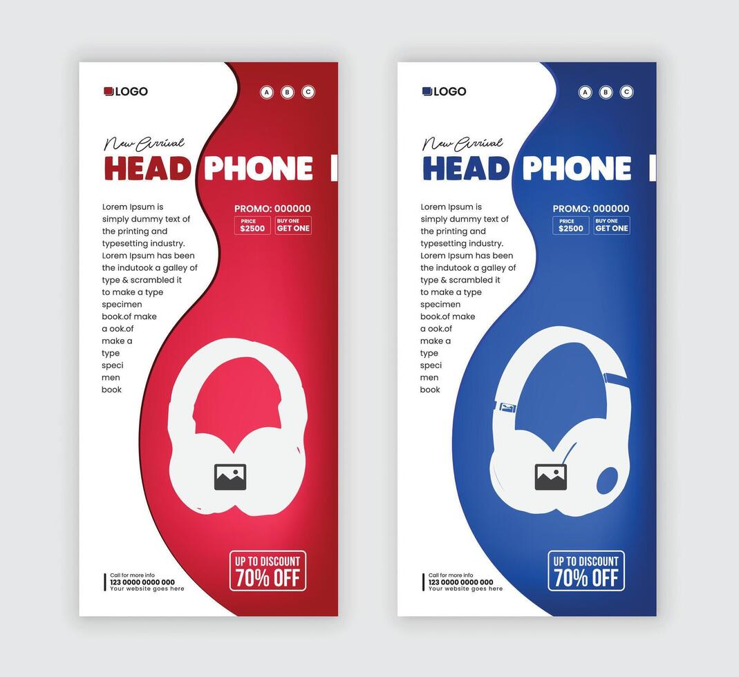 Headphone handbill design template vector