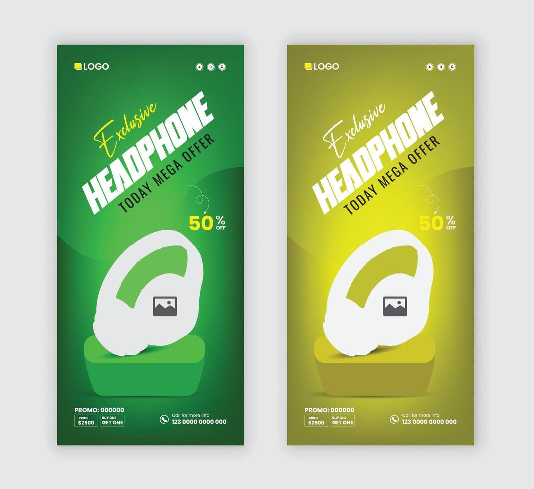 Headphone sale Dl Flyer design vector
