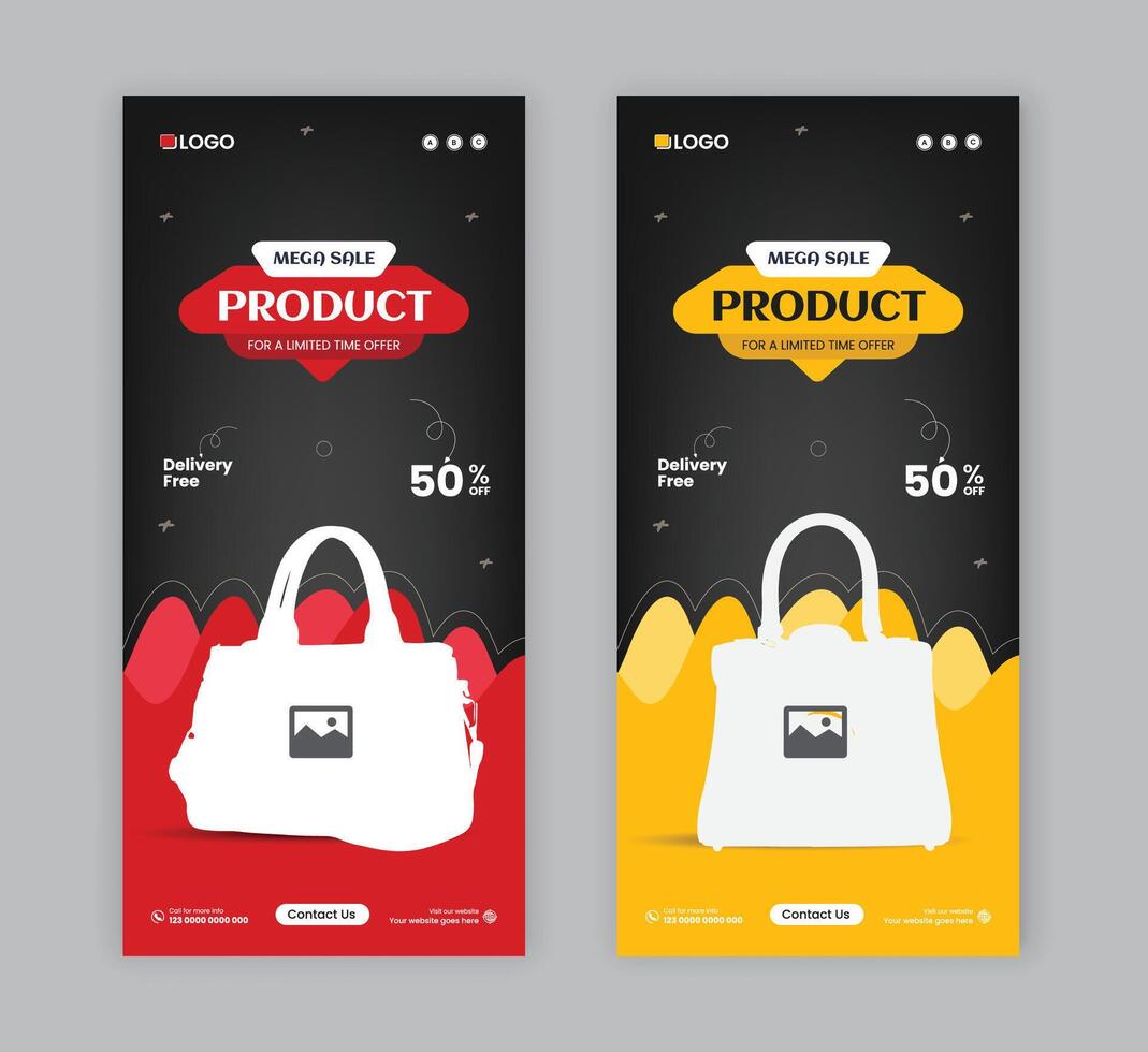 Leaflet for new arrival product sale dl flyer design, Black Friday bag sale rack card design template vector