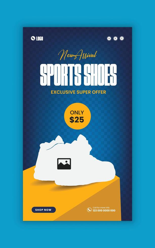 Shoe sale social media story template and web post banner design vector