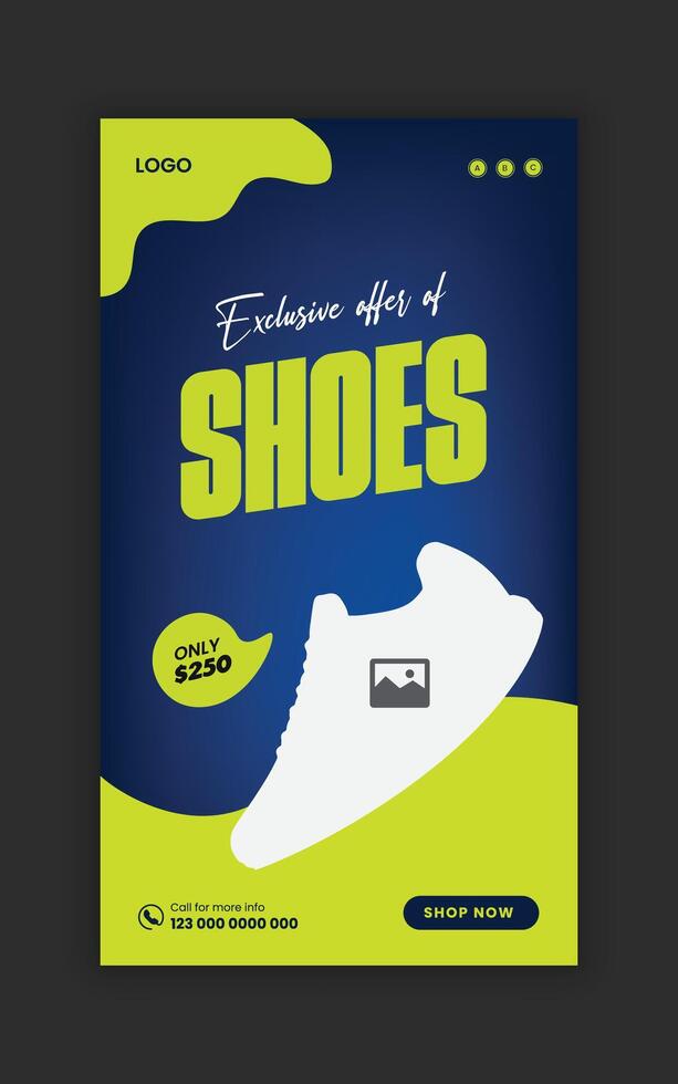 Sneaker social media banner and Instagram story template design vector