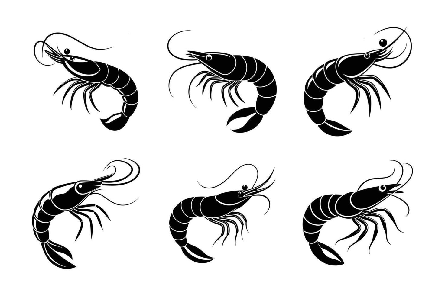 Shrimp black silhouette vector