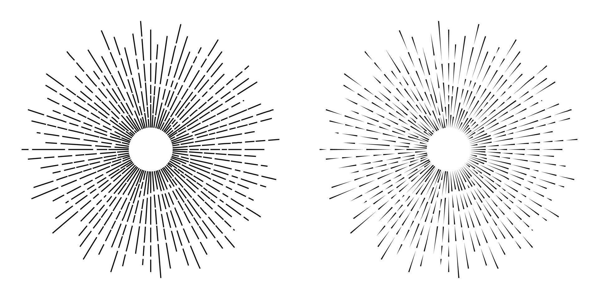 Randomized line ray burst and sunburst firework illustration. vector