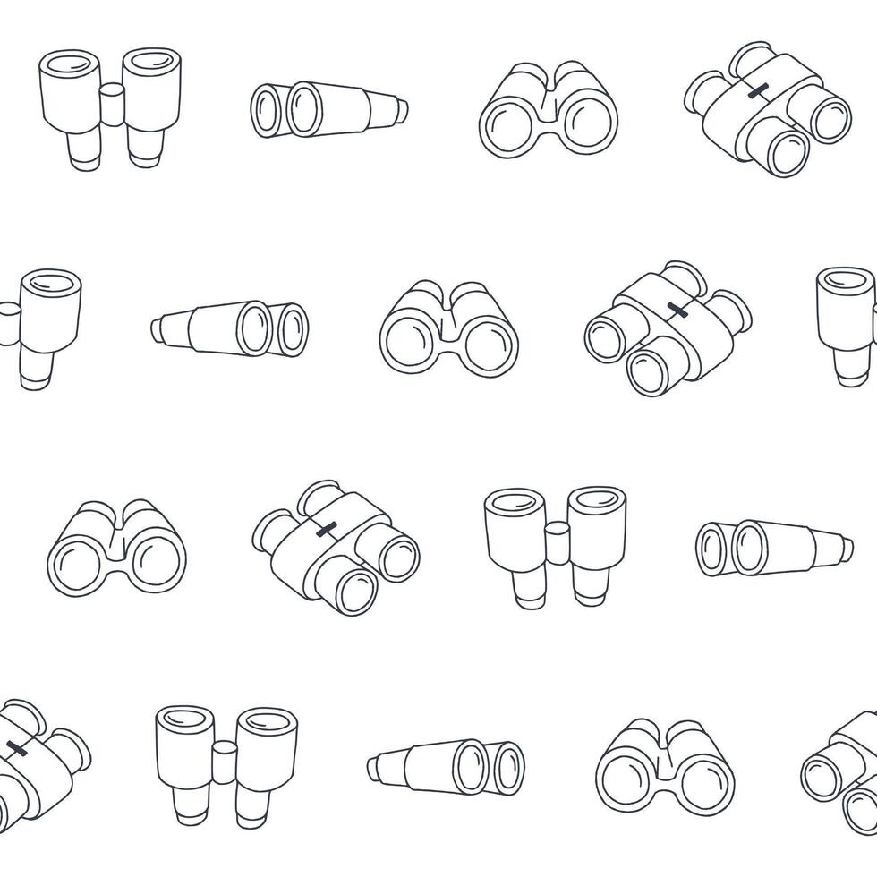 Outline Collection of Binoculars Seamless Pattern illustration Design vector