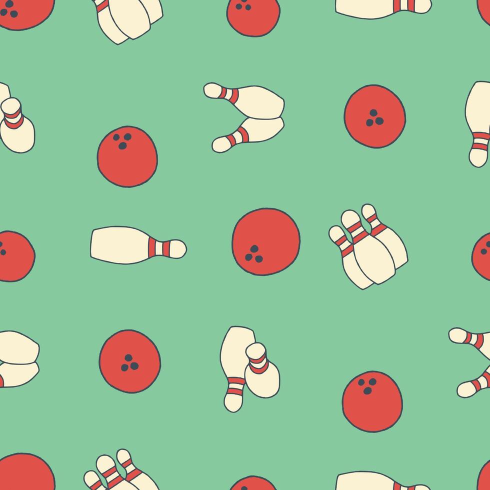 Bowling Pin Ball Seamless Pattern illustration Design vector