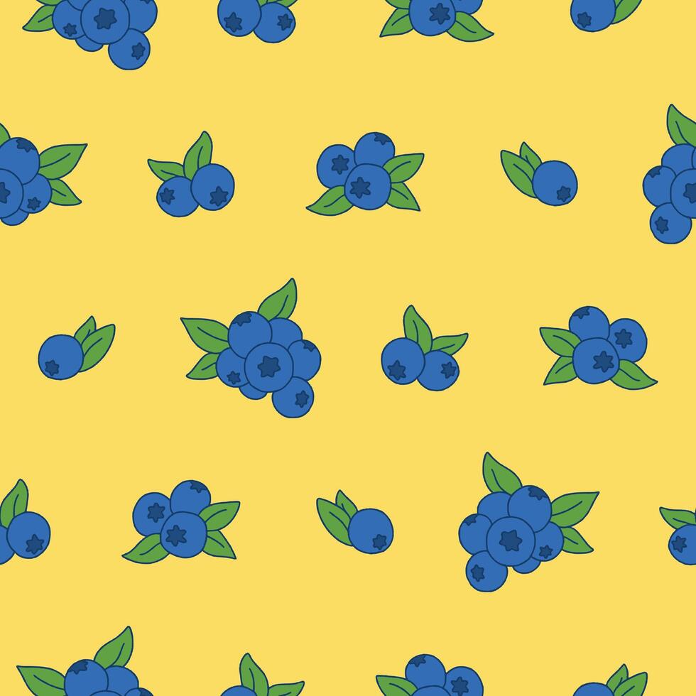 Collection of Blueberry Seamless Pattern illustration for Print, Wallpaper, Decoration. vector
