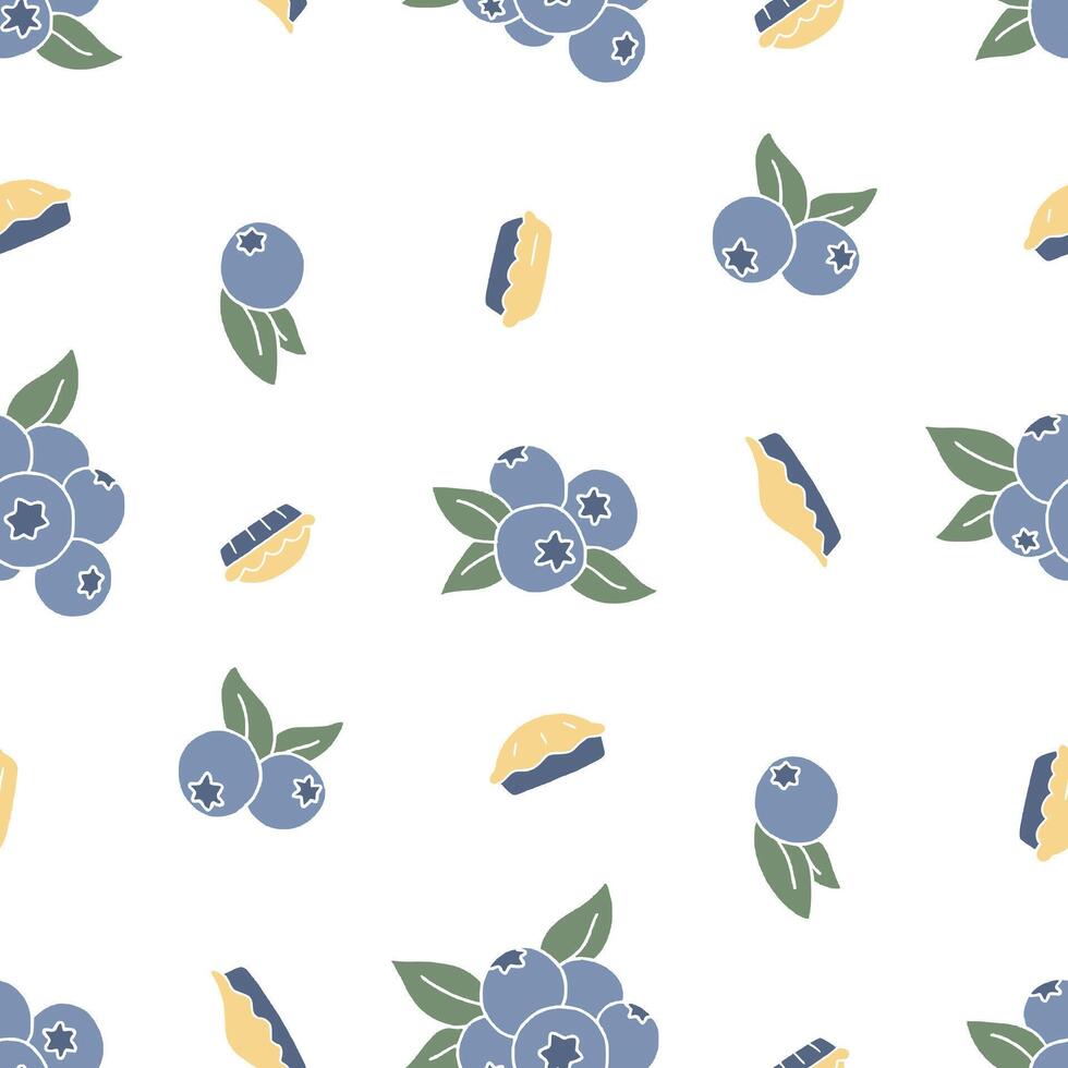 Blueberry Fruit Pie Seamless Pattern illustration for Print, Wallpaper, Decoration. vector