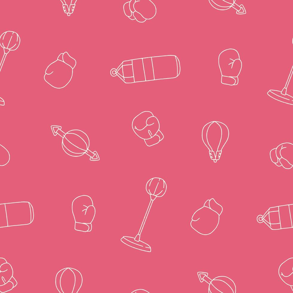Outline Boxing Glove Bag Seamless Pattern illustration for Print, Wallpaper vector