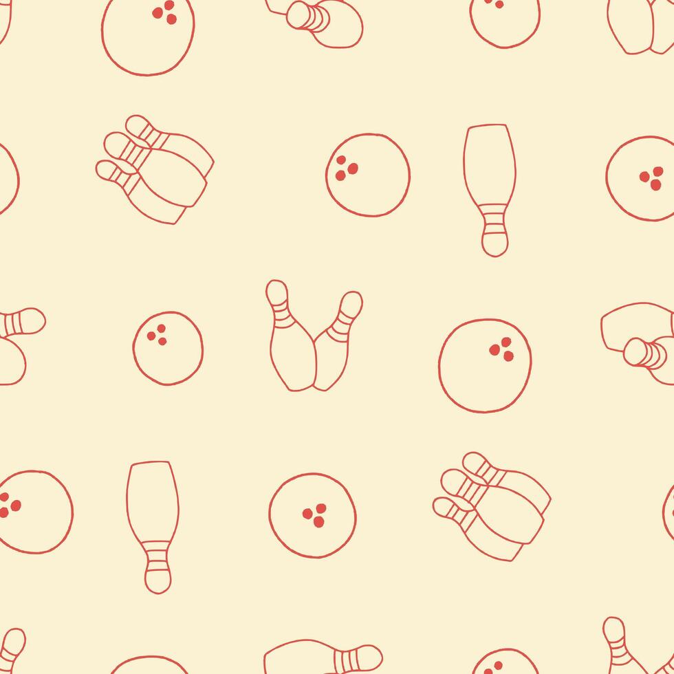 Outline Bowling Pin Ball Seamless Pattern illustration Design vector
