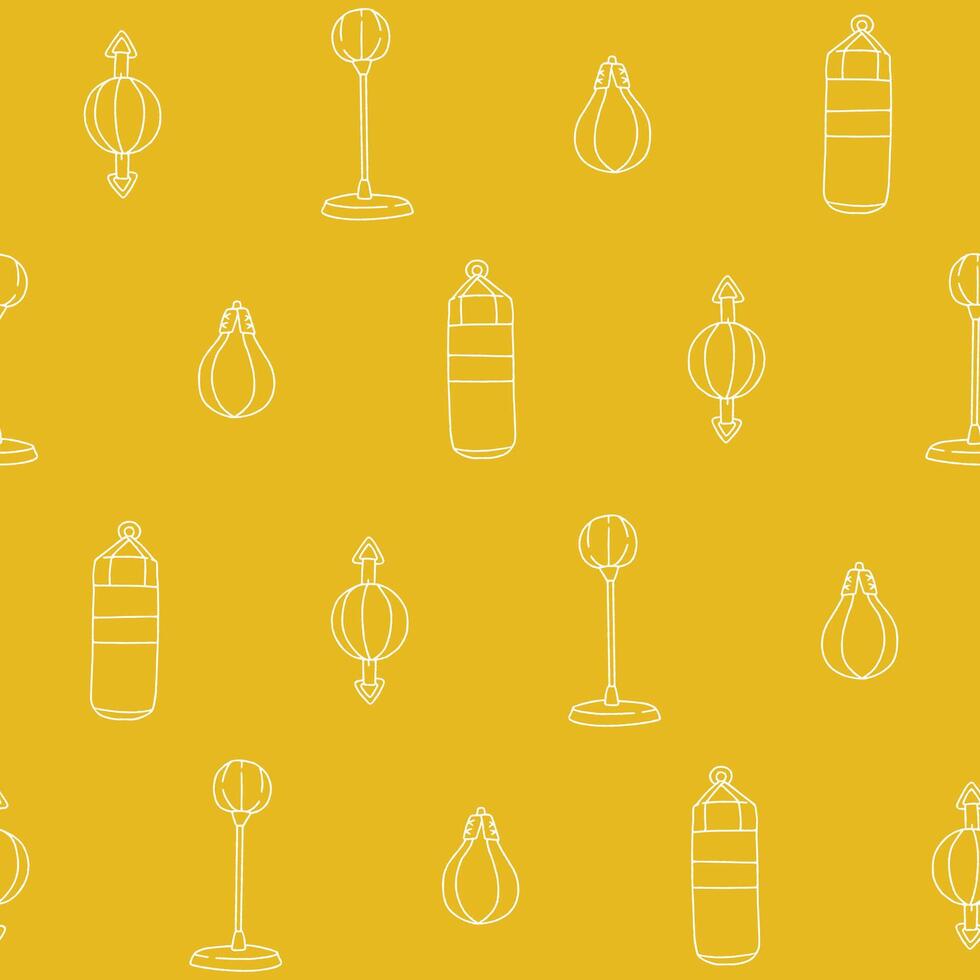 Outline Collection of Boxing Bag Seamless Pattern illustration for Print, Wallpaper vector