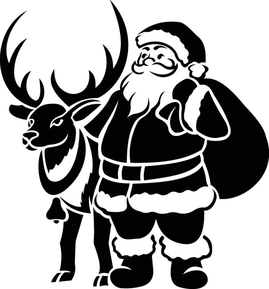 Santa Claus and a deer design vector