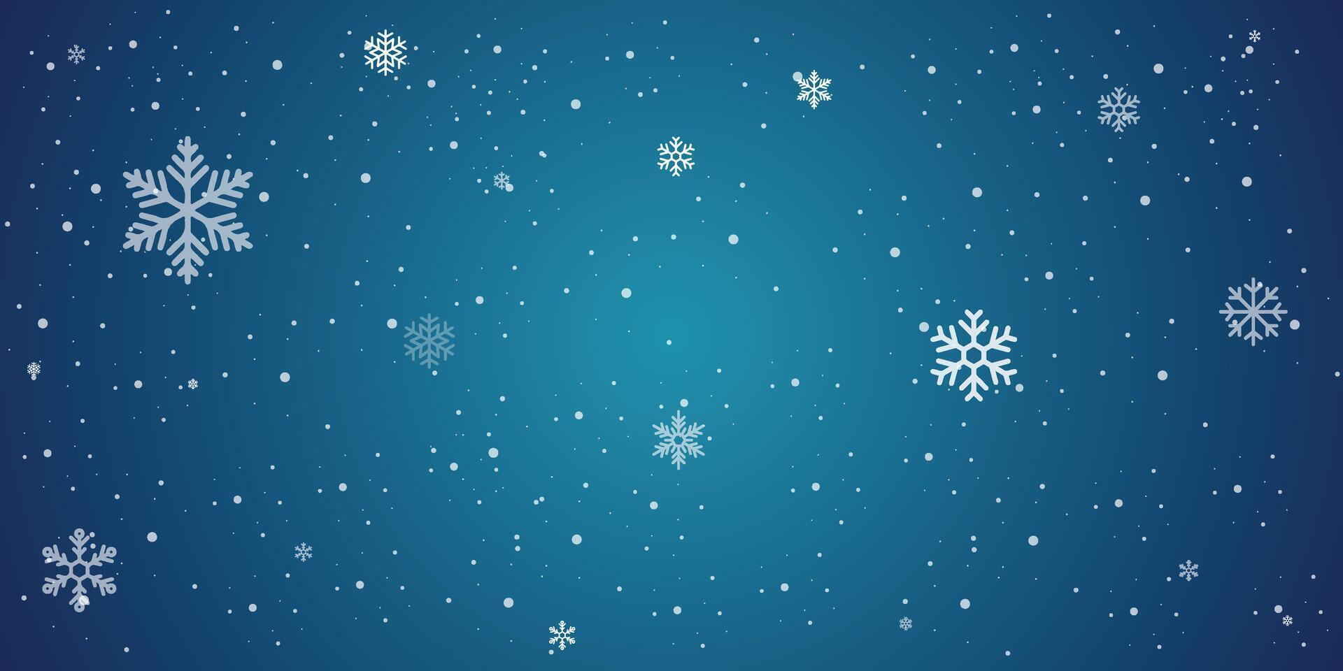 Magical heavy snow flakes backdrop. Snowstorm speck ice particles. Snowfall sky white teal blue wallpaper. Rime snowflakes. Snow hurricane landscape, snowflakes on dark blue vector