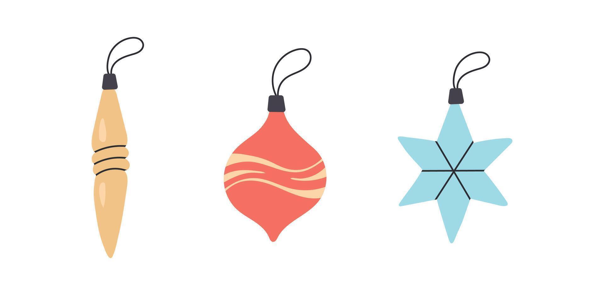 Set collection of Christmas tree and New Year decorations vector