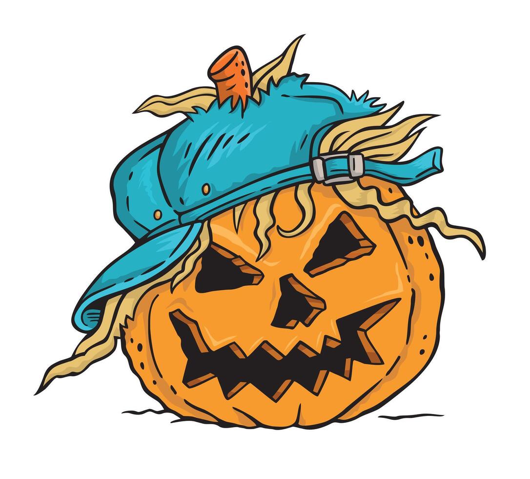 Halloween pumpkin in cartoon style. vector