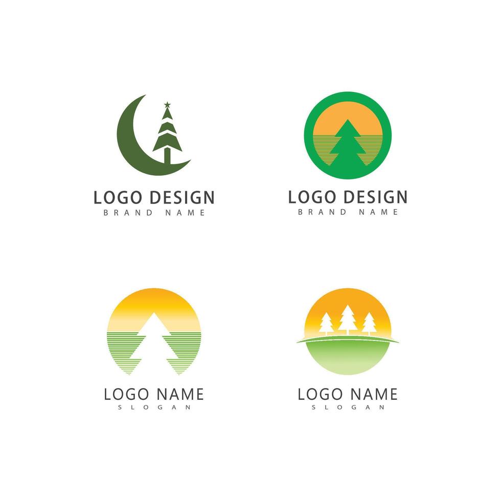 Pine tree illustration flat design template vector