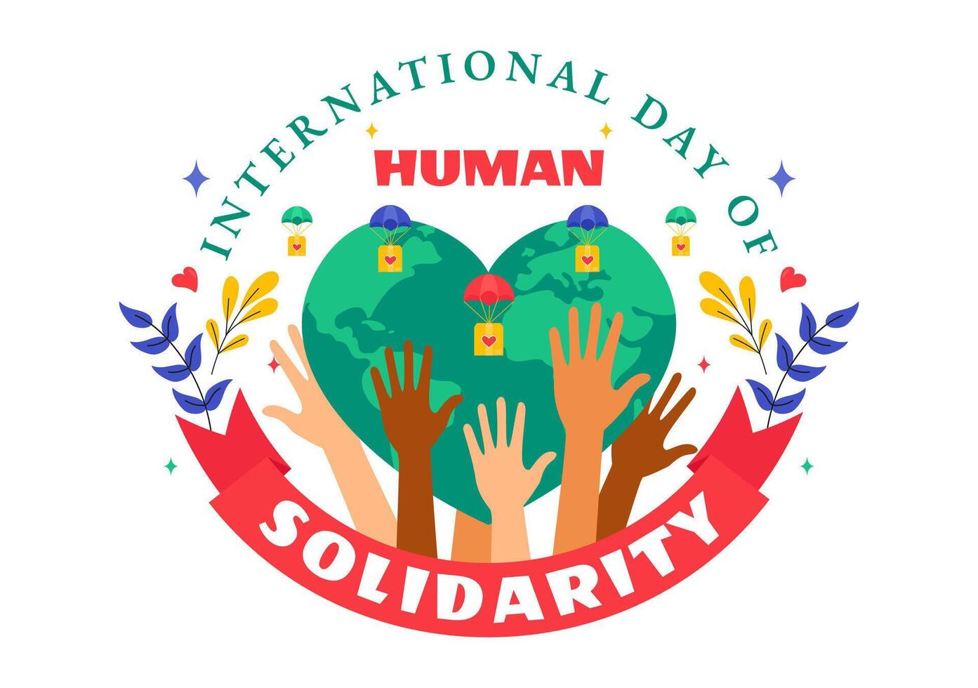 International Solidarity Day Illustration Featuring Hands, Earth, and Love Icons for Peoples Support vector