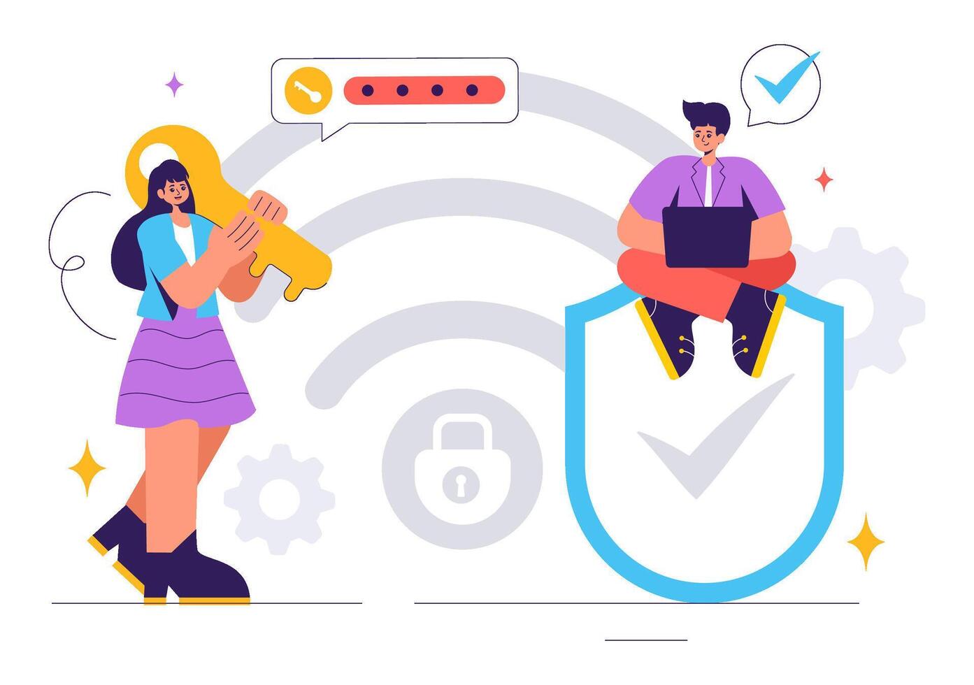 Safe WiFi Access with Network Protection and Secure Connections vector
