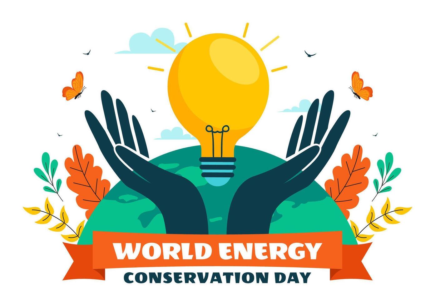 Save the Planet Illustration for Energy Conservation Day with Earth and Eco Lamp vector