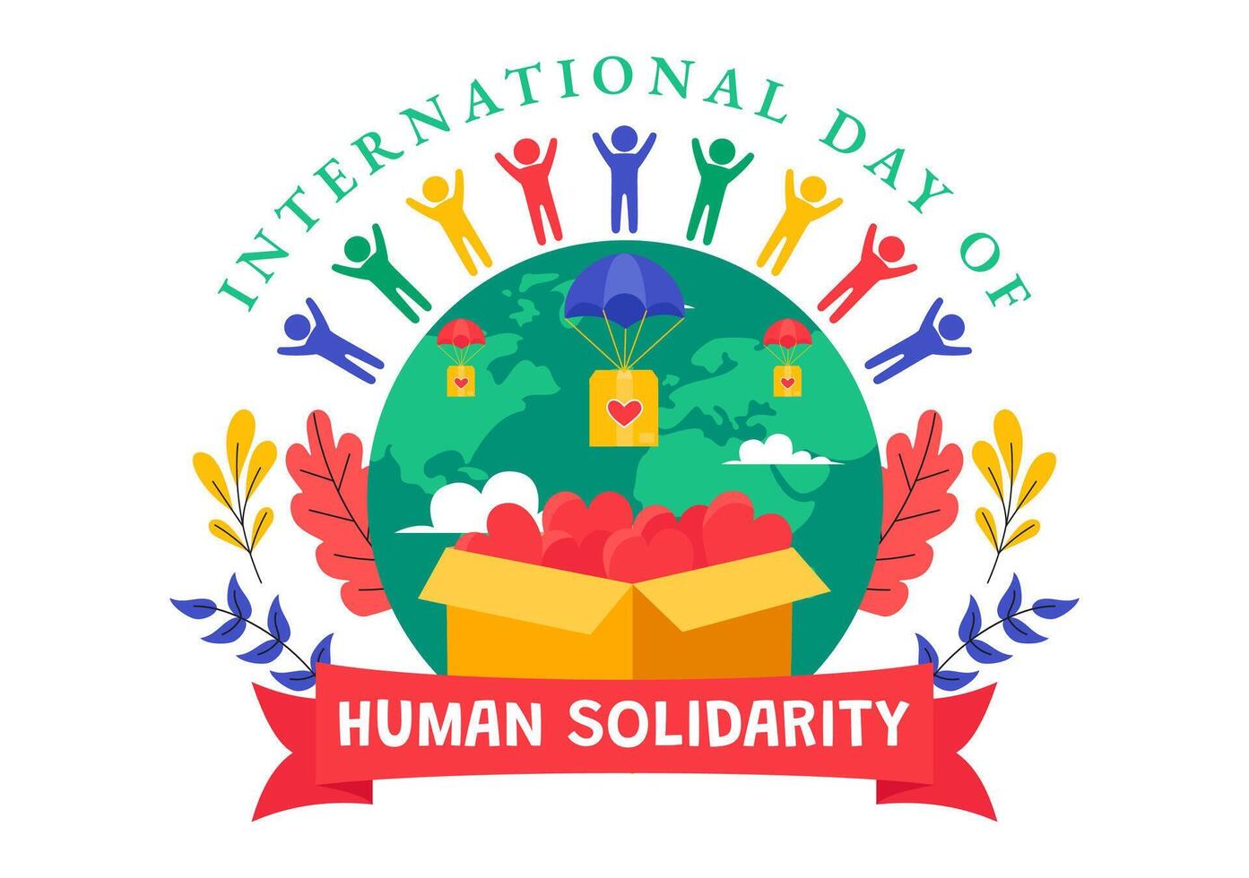 International Human Solidarity Day Artwork Featuring Hands Holding Earth for Unity and Peace vector