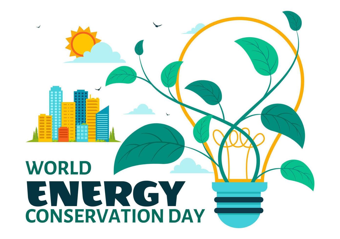 World Energy Conservation Day Illustration with Eco-Friendly Lamp and Globe for Environmental Awareness vector