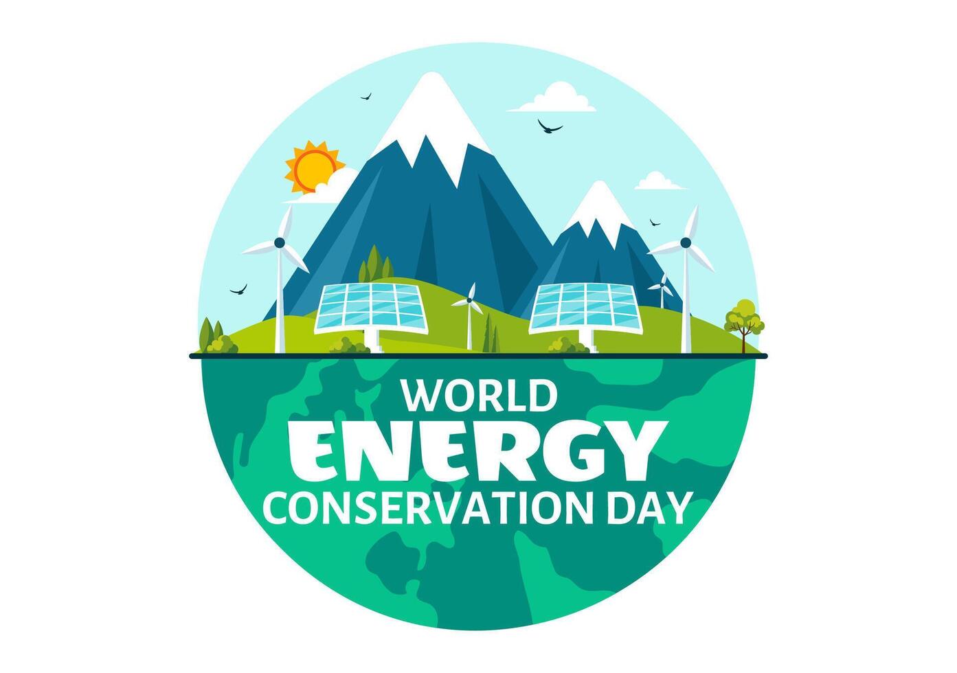 14 December Energy Conservation Day Art for Saving Planet with Green Eco Design vector