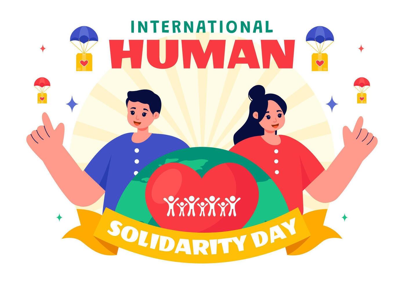 International Human Solidarity Day on December 20 with Earth and Hands for Global Support vector