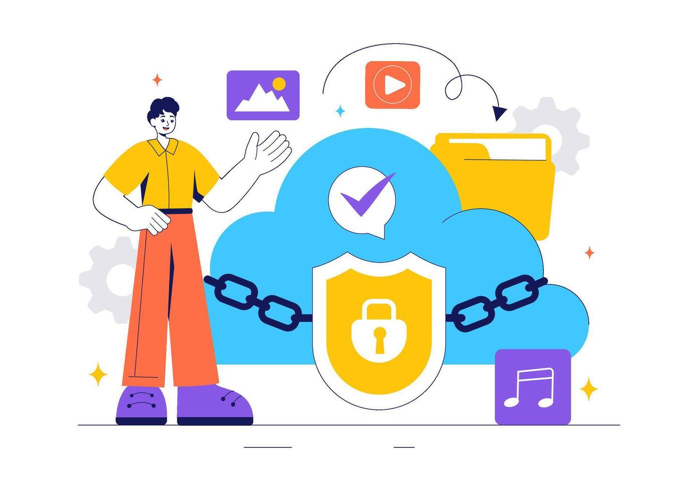 Cyber Cloud Protection Illustration for Secure Data and Internet Hosting vector