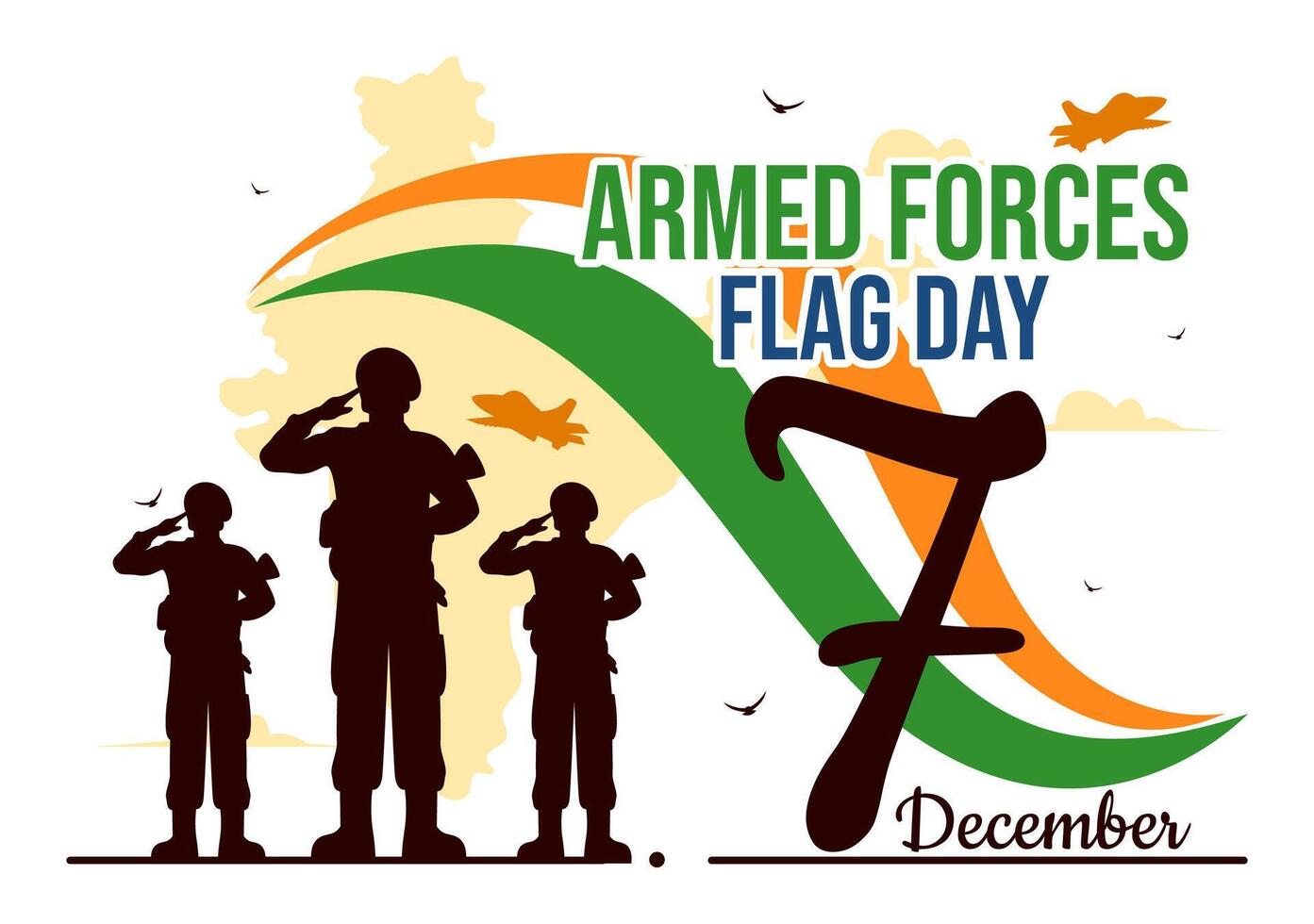 Armed Forces Flag Day Illustration with Waving Flags and Indian Army for National Celebration vector