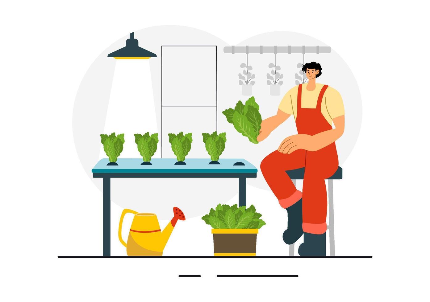 Illustration of Hydroponic Greenhouse Featuring Advanced Plant Cultivation System vector