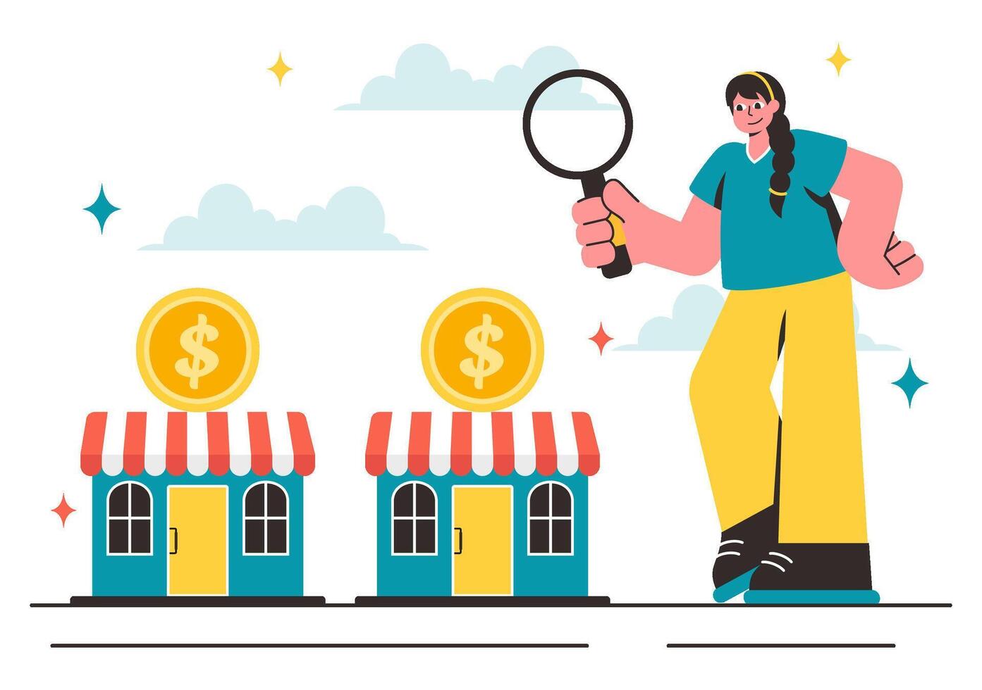 Illustration of Franchise Branding and Marketing with Business and Finance in a Flat Cartoon Style vector