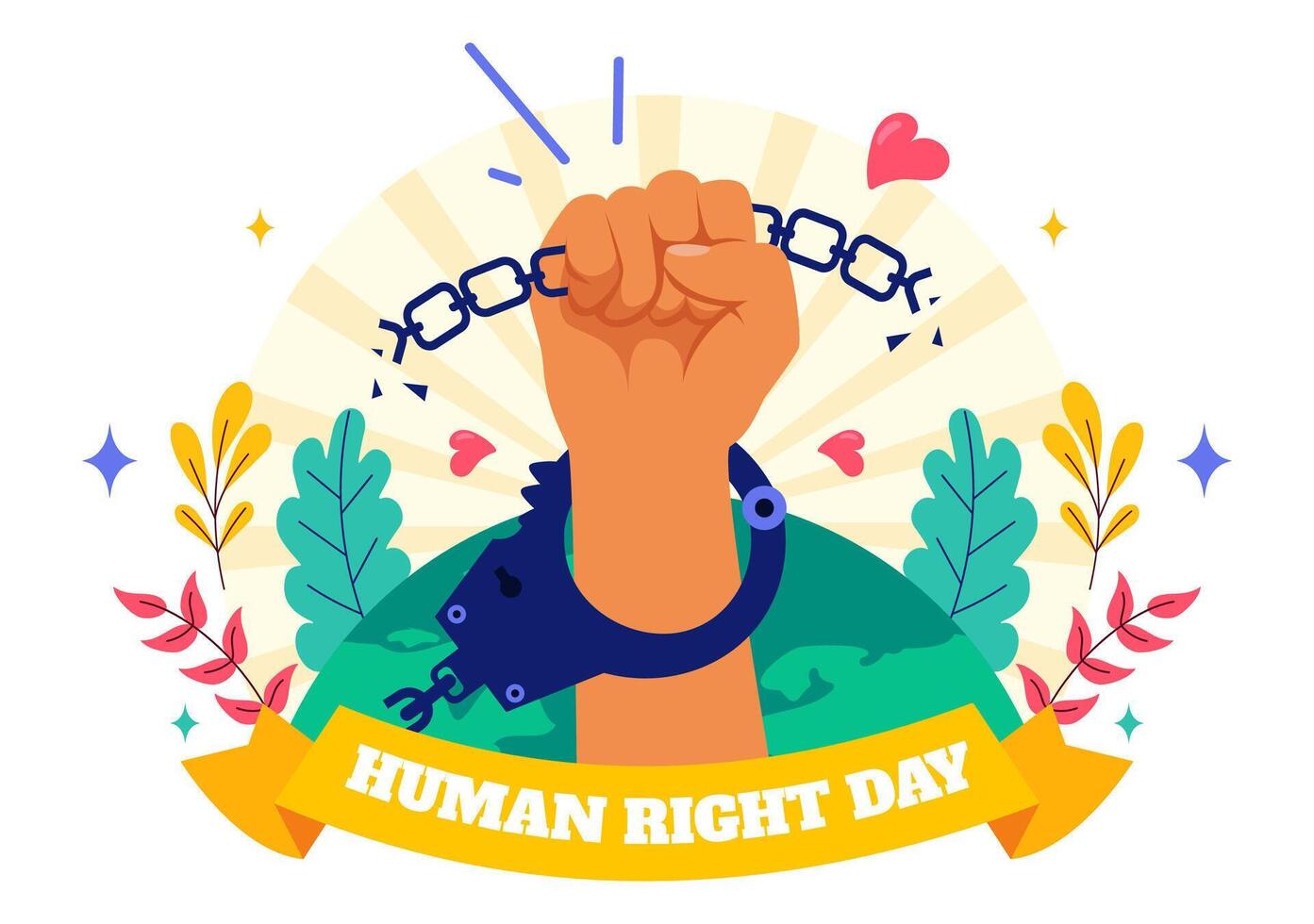 December 10 International Human Rights Day Illustration with Symbolic Chains Breaking for Unity and Peace vector