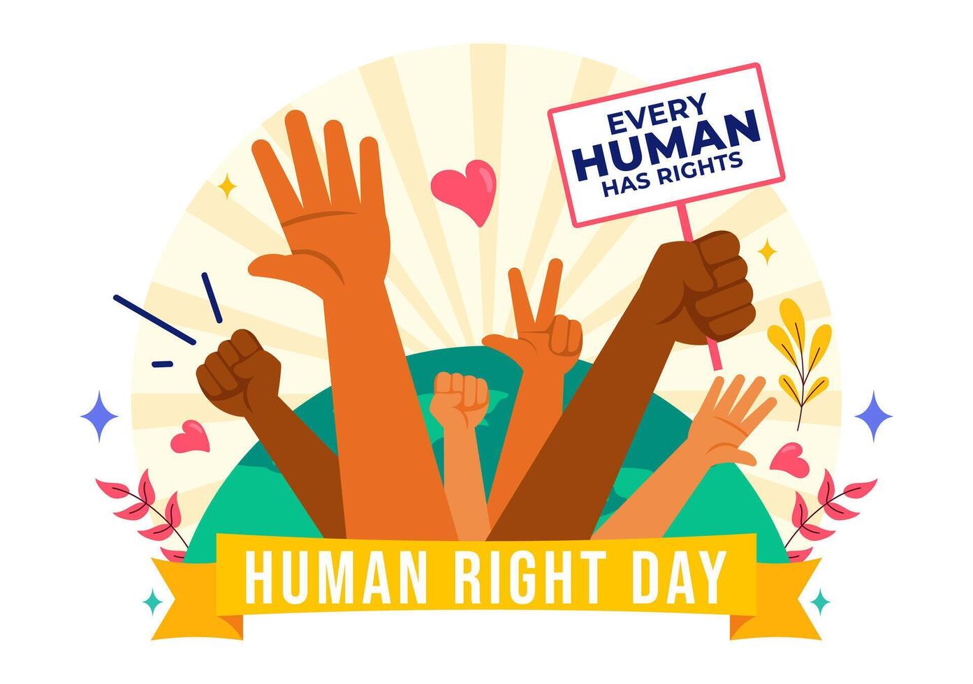 Illustration of Human Rights Day with Hands Breaking Chains for Freedom and Justice on December 10 vector