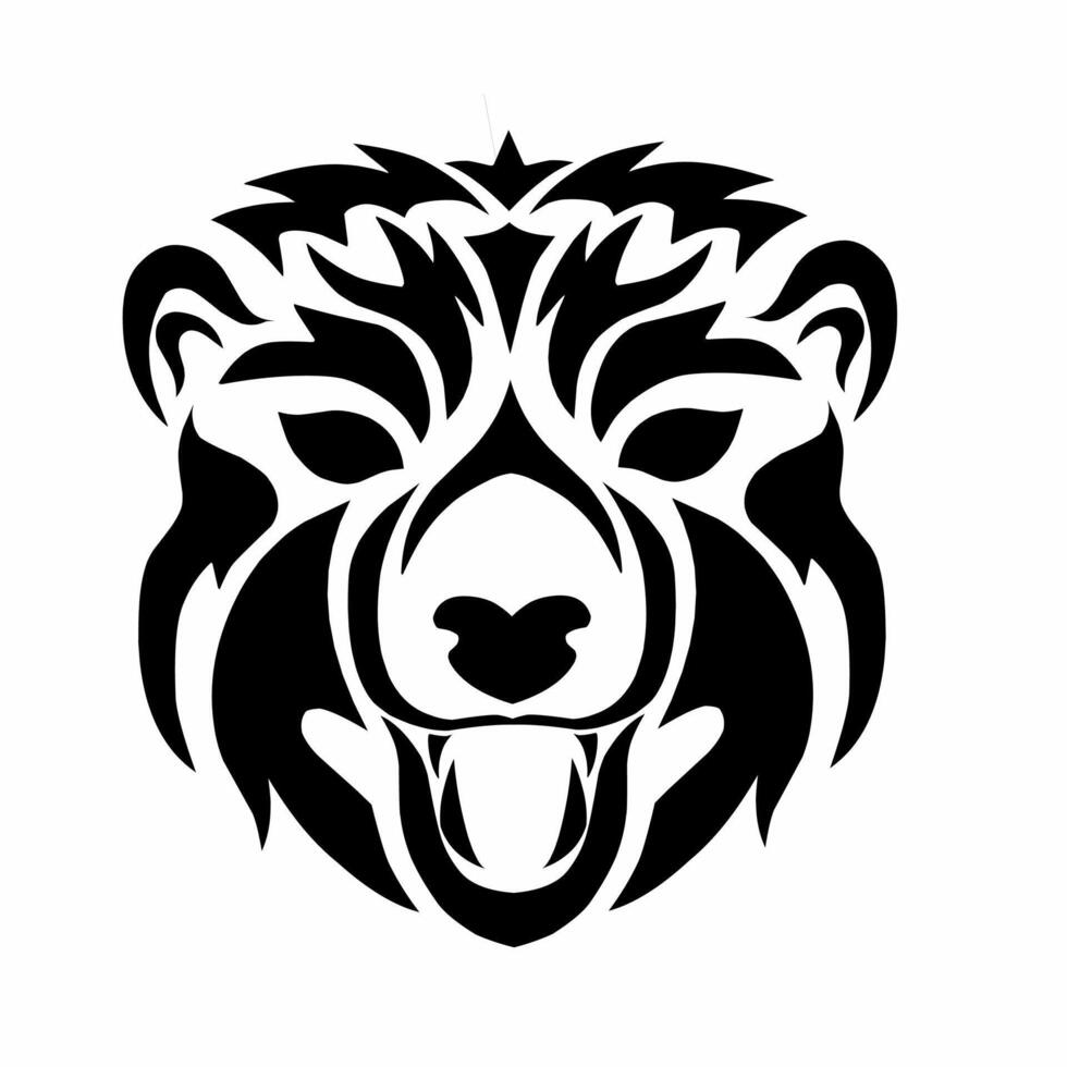 tribal art design bear face head tattoo vector